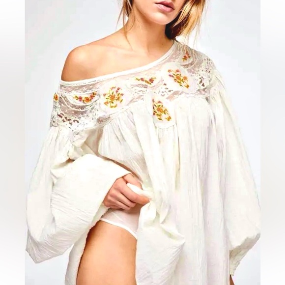 πΊπHPππΊ NWT Free People Secret Garden Lace Blouse - Picture 10 of 14